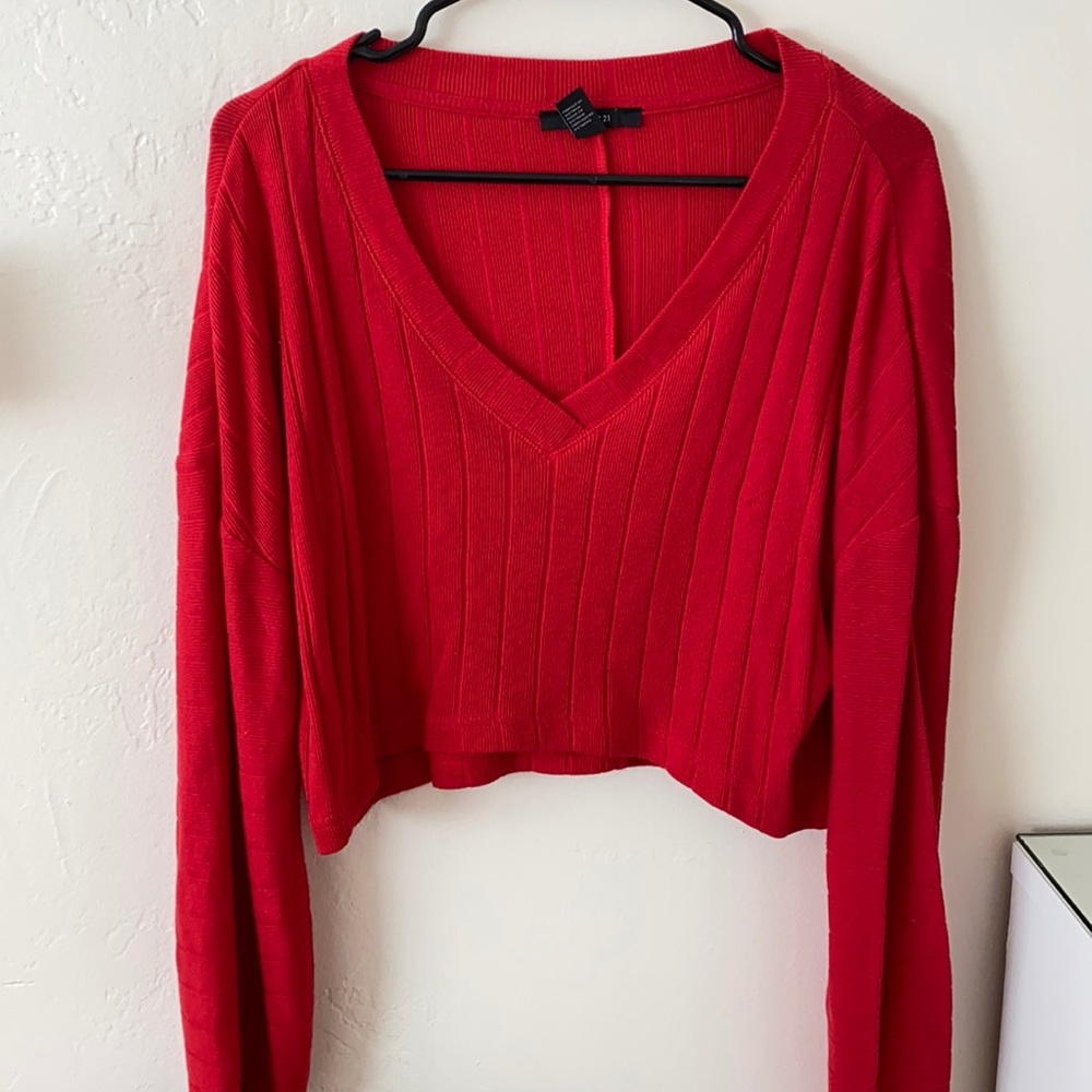 cropped red sweater